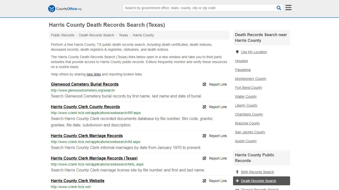 Harris County Death Records Search (Texas) - County Office