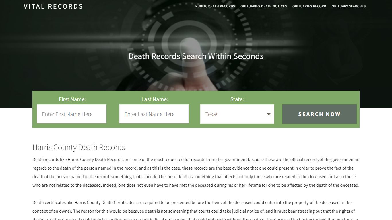 Harris County Death Records | Enter Name and Search|14 Days Free